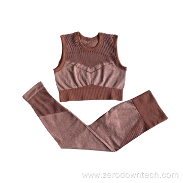 knitted seamless hollow vest fitness trousers yoga suit